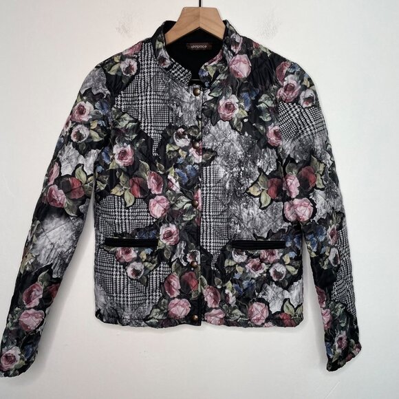 aNYplace Floral Quilted Bomber‎ Jacket Women's Size Medium - Picture 1 of 9